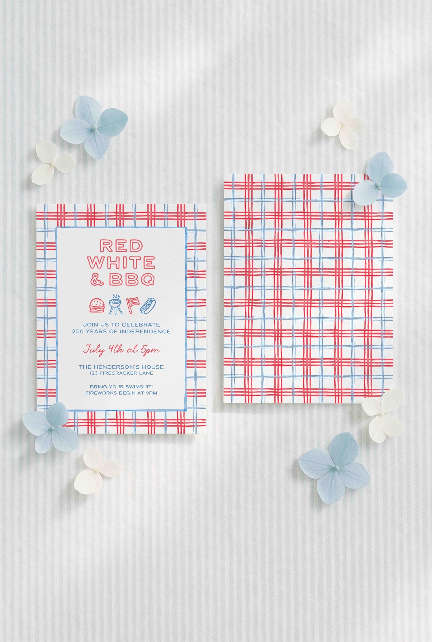 Red, White & BBQ Party Invitation Template