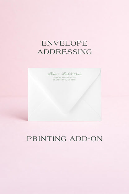 Envelope Addressing ADD-ON | Professional Printing | Printed Return or Variable Guest Addresses | Printing on studioACK Envelopes