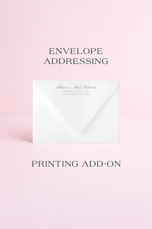 Envelope Addressing ADD-ON | Professional Printing | Printed Return or Variable Guest Addresses | Printing on studioACK Envelopes