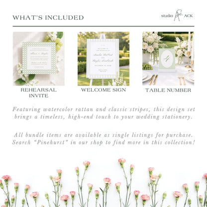 Green Rattan Wedding Template Bundle