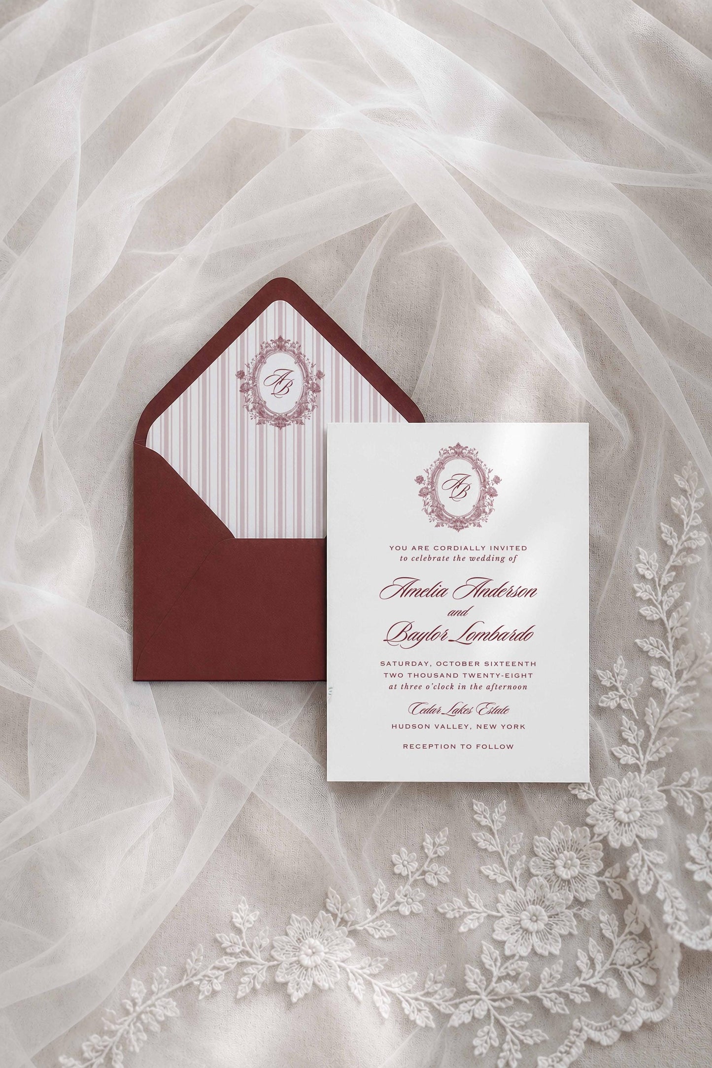 Vintage Lace Wedding Invitation Suite Template