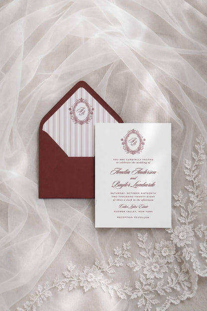Vintage Lace Wedding Invitation Suite Template