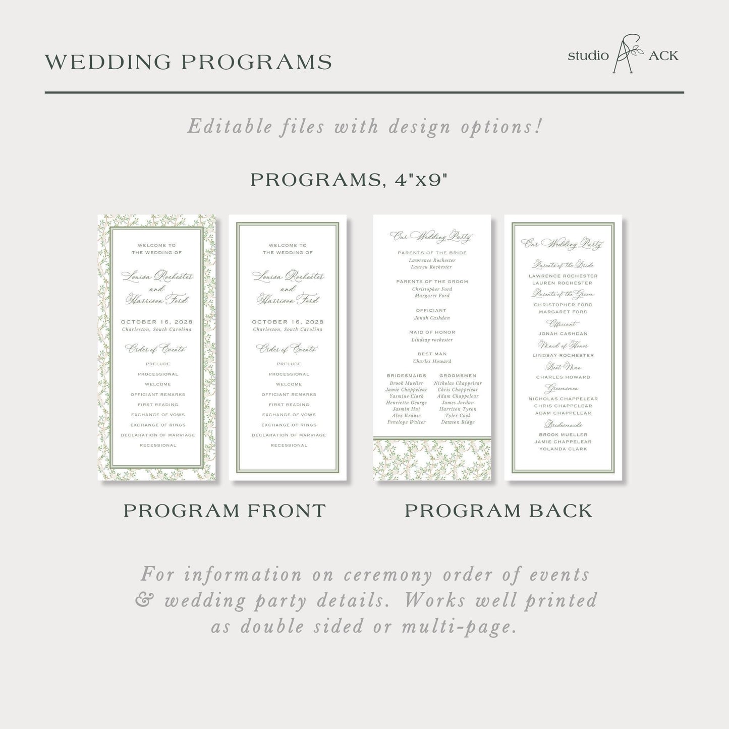 Neutral Chinoiserie Wedding Program Template