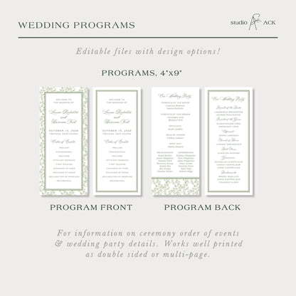 Neutral Chinoiserie Wedding Program Template