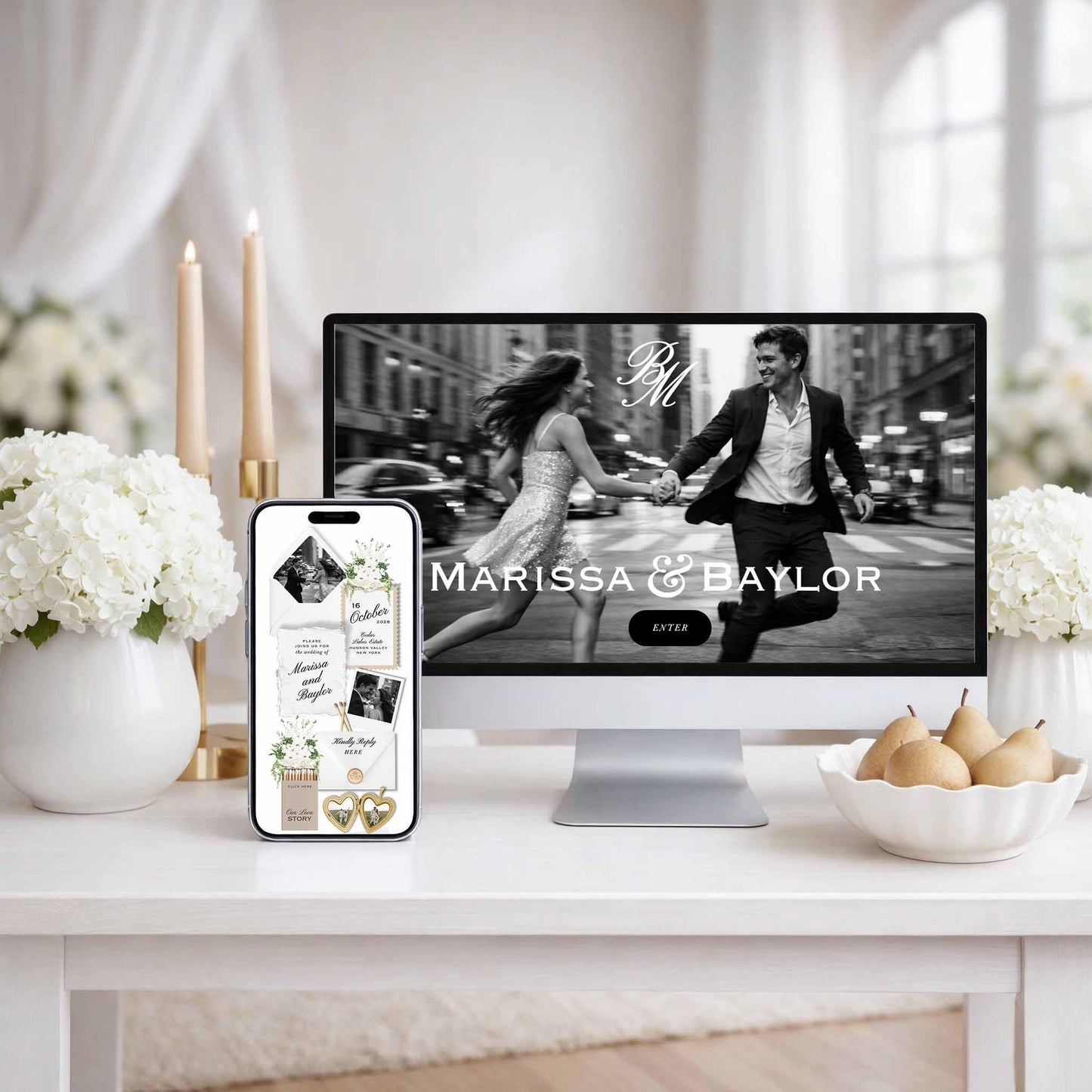 Old Money Striped Wedding Website Template