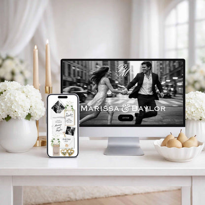 Old Money Striped Wedding Website Template