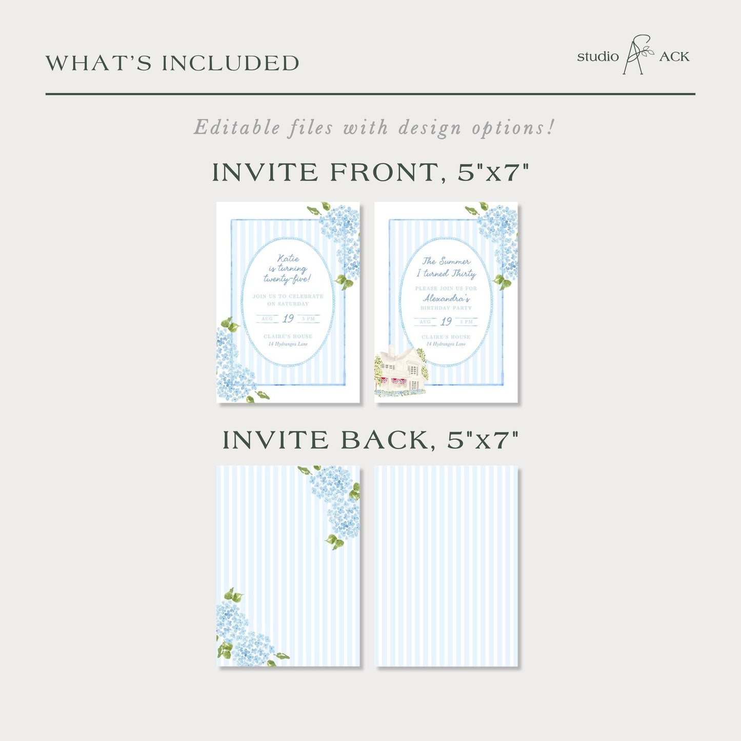 Hydrangea Birthday Invitation Template