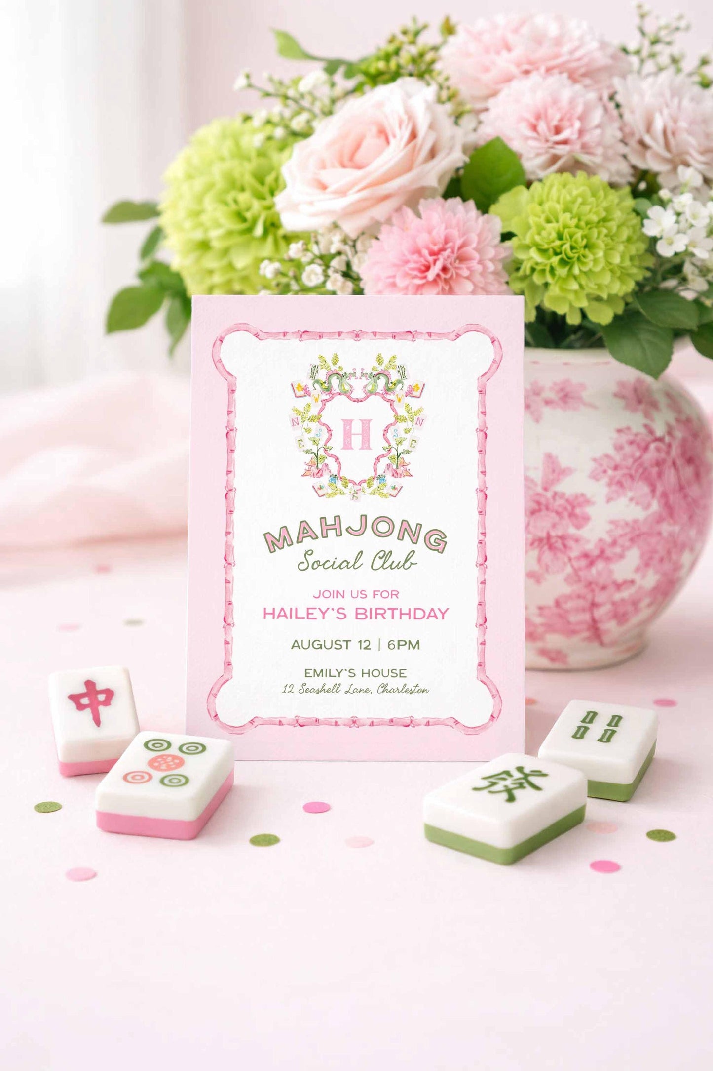 Mahjong Birthday Invitation Template