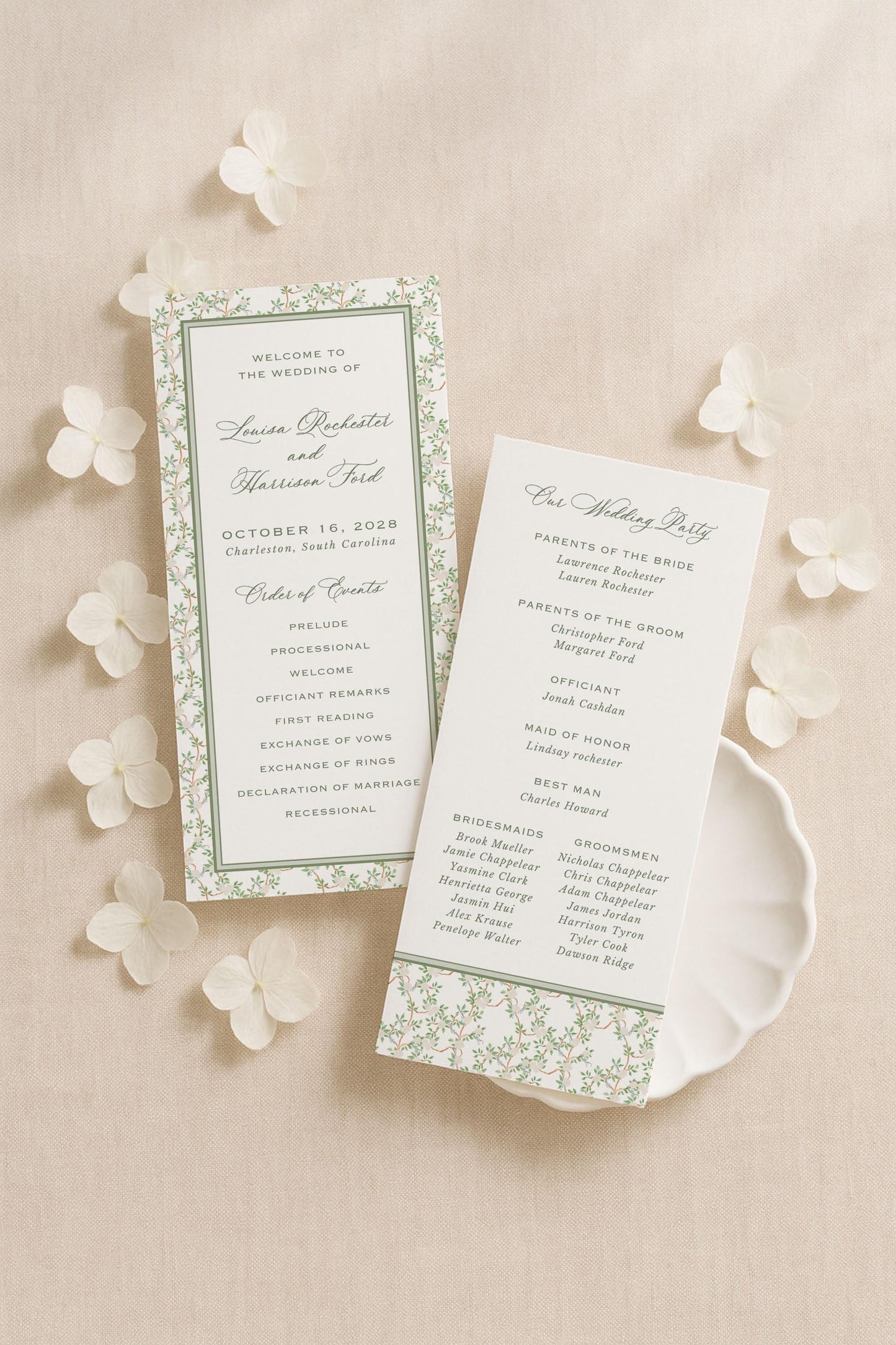 Neutral Chinoiserie Wedding Program Template