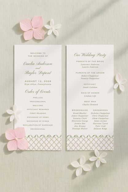 Watercolor Trellis Wedding Program Template