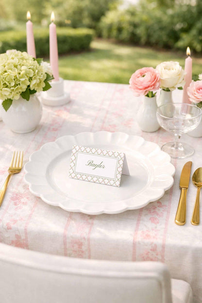 Watercolor Trellis Wedding Place Card Template