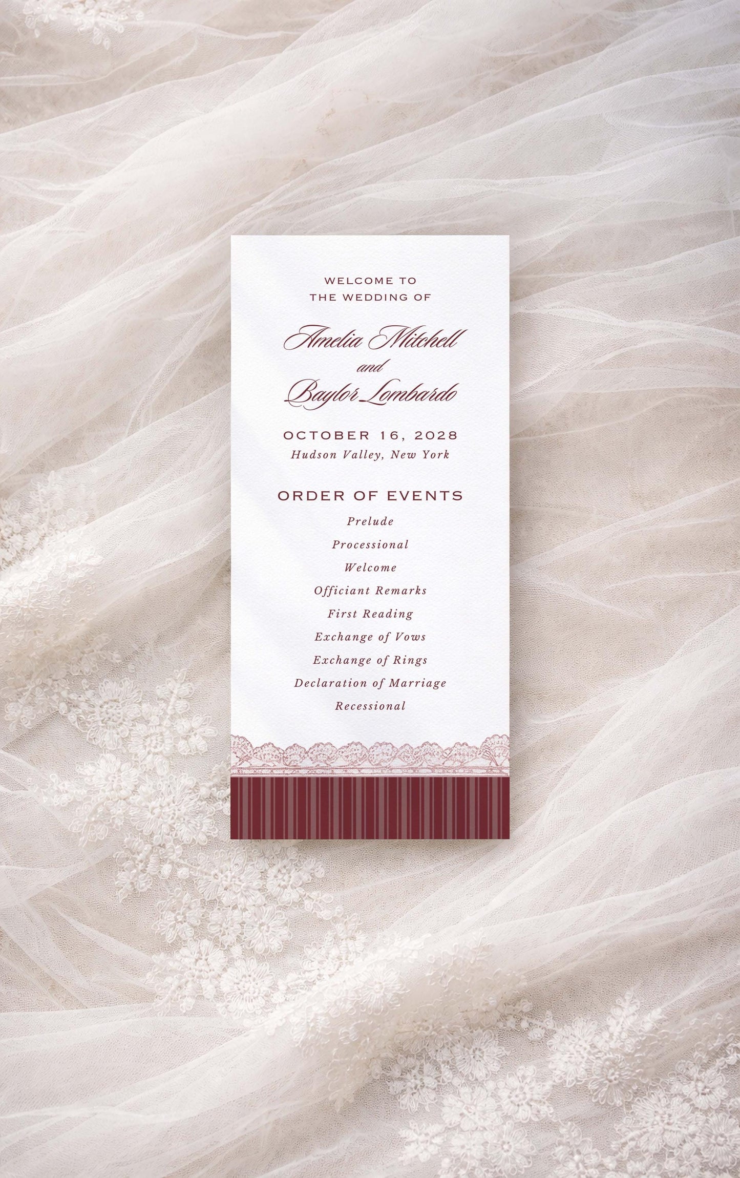 Vintage Lace Wedding Program Template