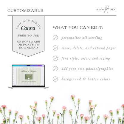 Green Striped Wedding Website Template