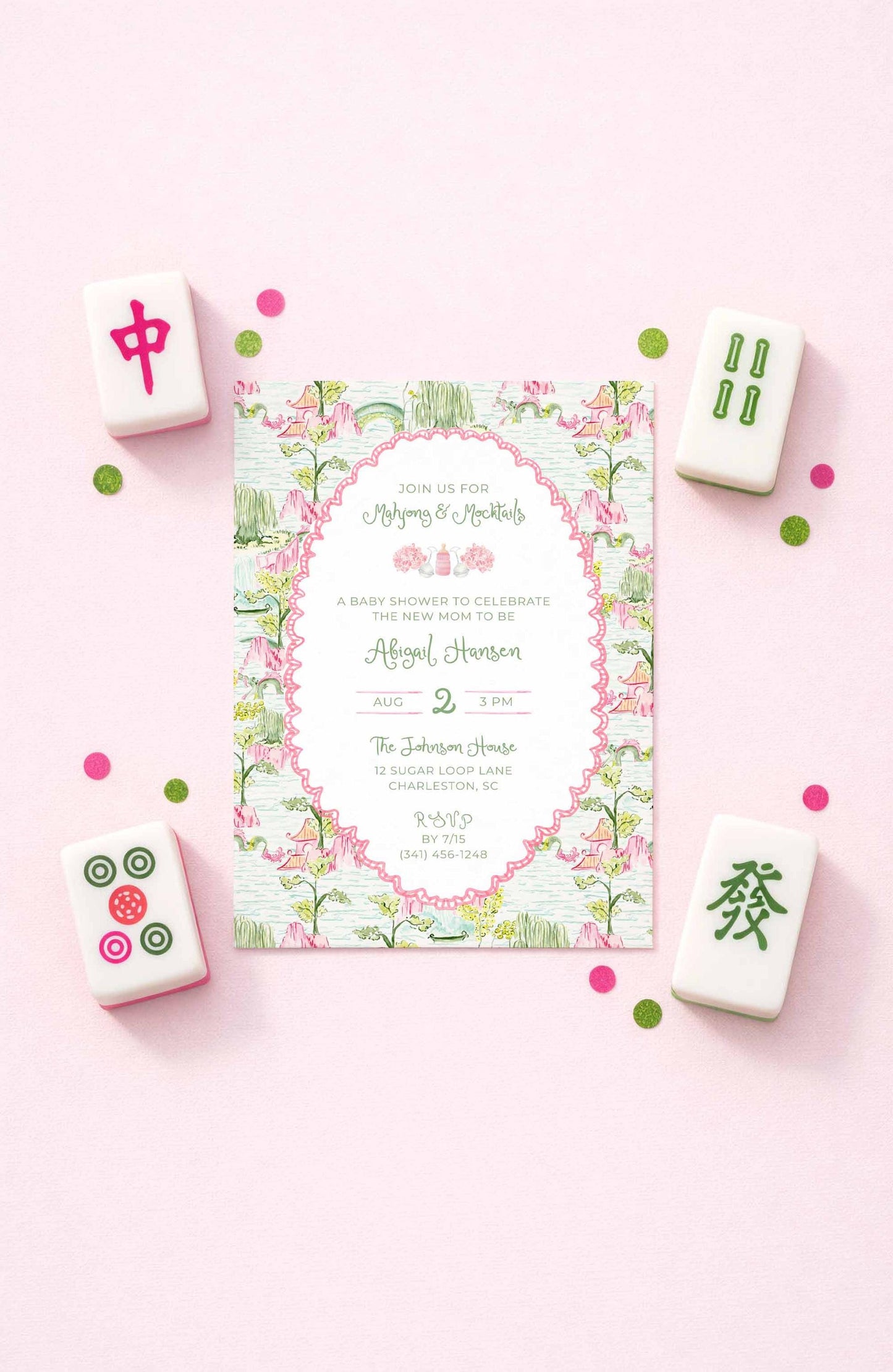 Mahjong Baby Shower Invitation Template