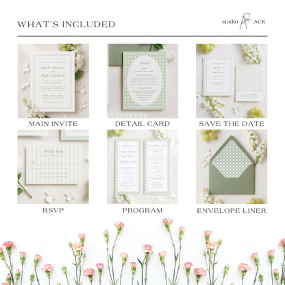 Green Rattan Wedding Template Bundle