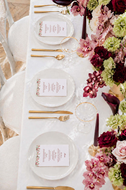 Dusty Pink Floral Wedding Menu Template