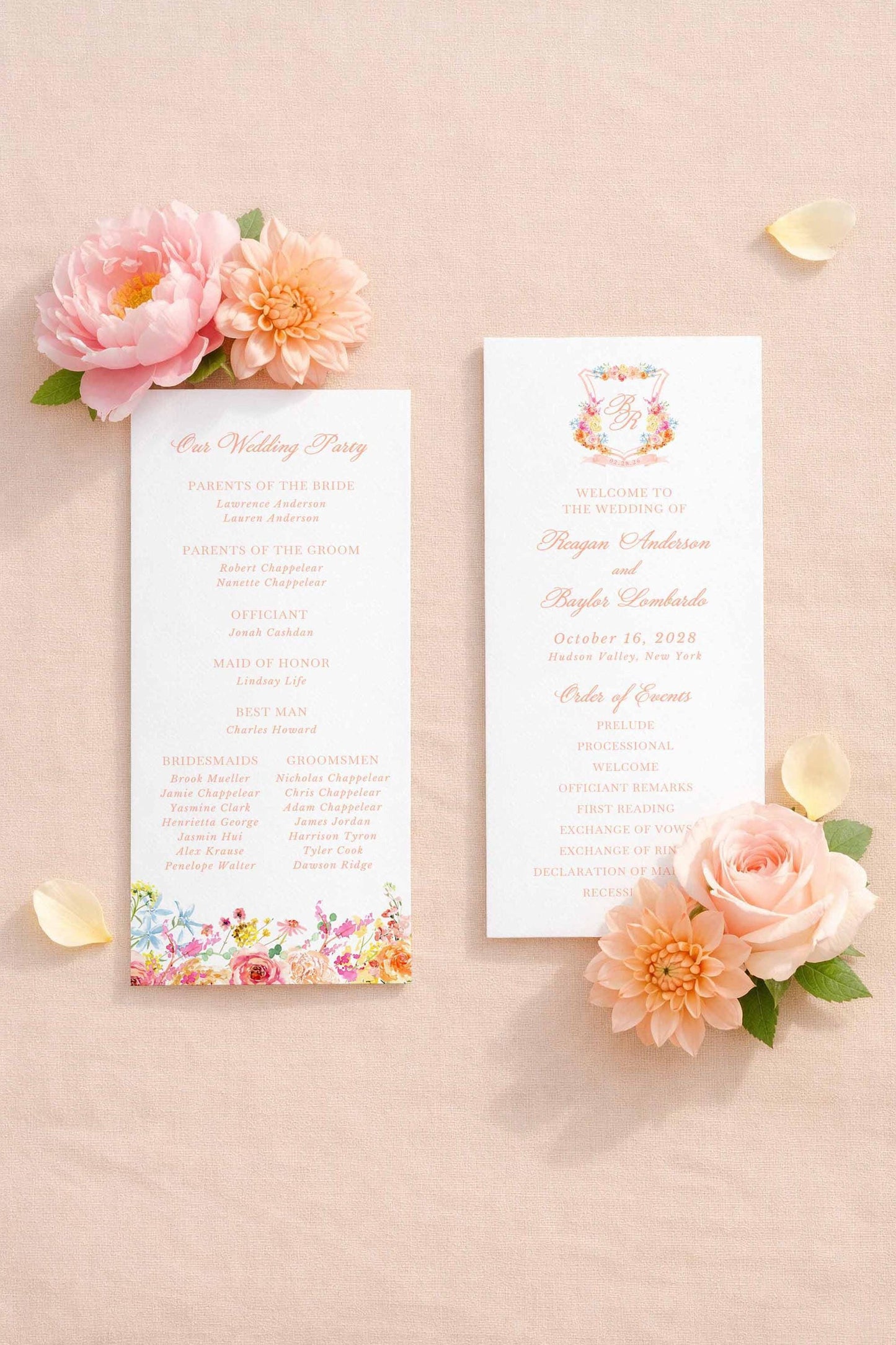 Colorful Floral Wedding Program Template