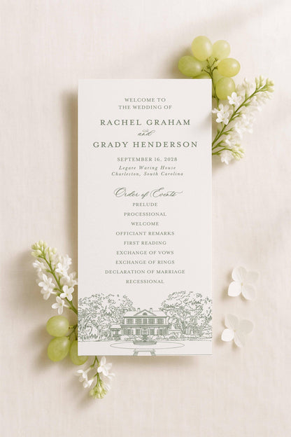 Legare Waring House Wedding Program Template