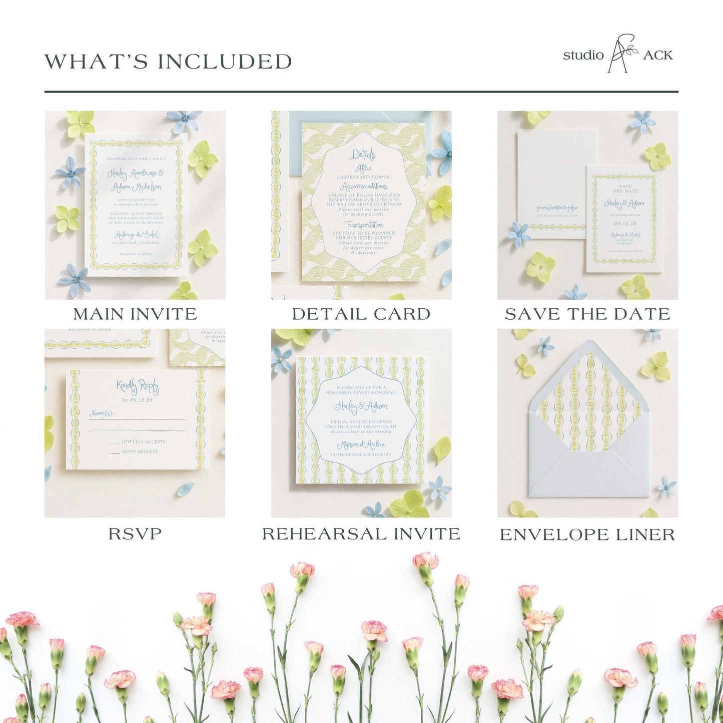 Fun Wavy Wedding Template Bundle