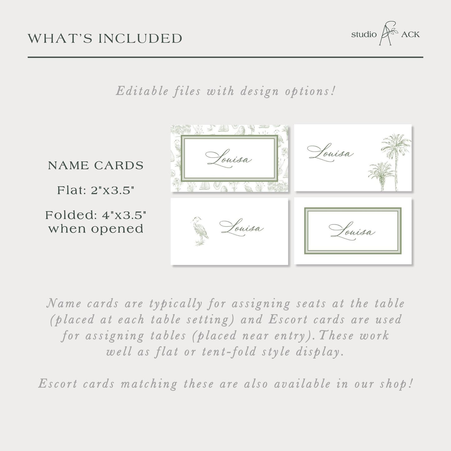 Southern Toile Wedding Place Card Template