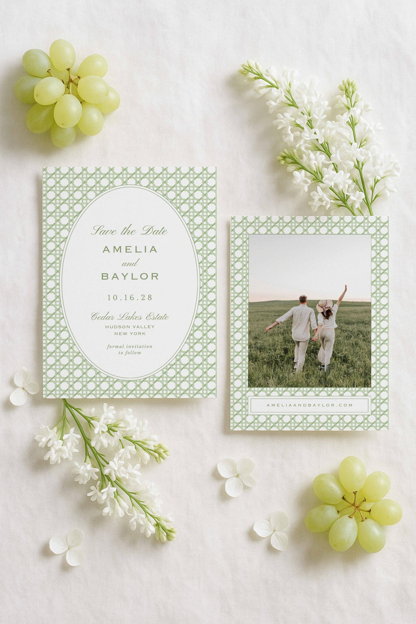 Green Rattan Save the Date Template