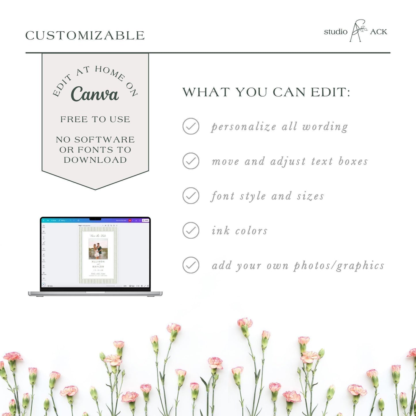Green Striped Save the Date Template
