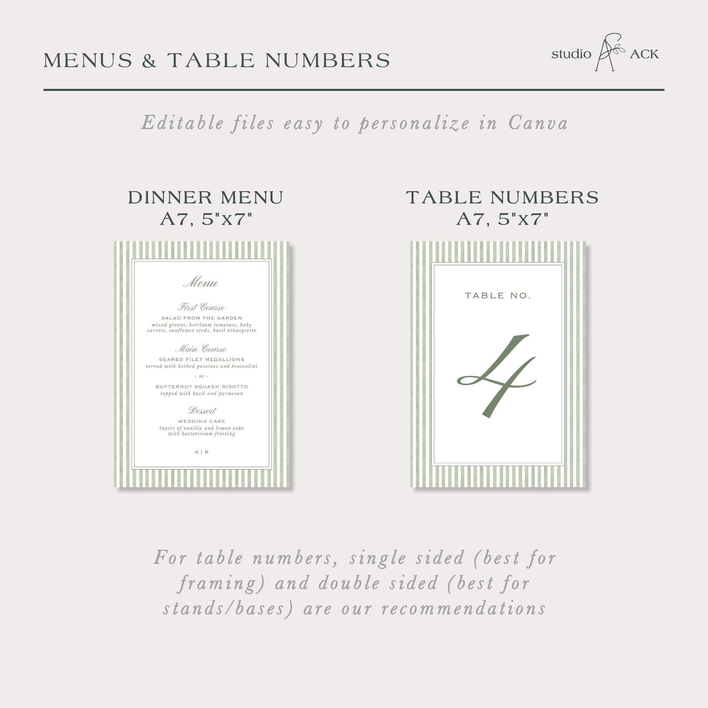 Green Striped Wedding Template Bundle