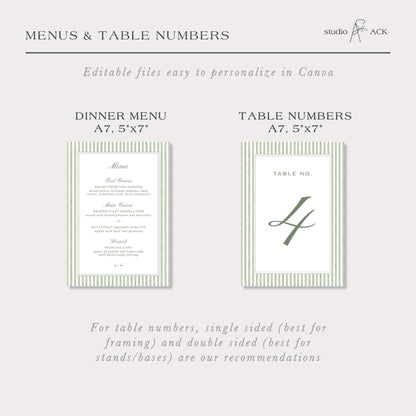 Green Striped Wedding Template Bundle