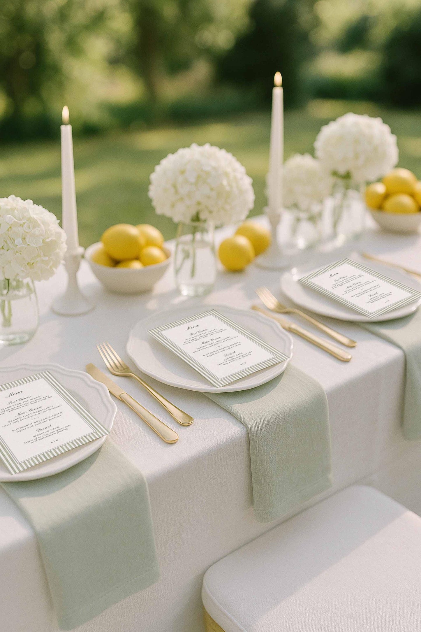 Green Striped Wedding Menu Template