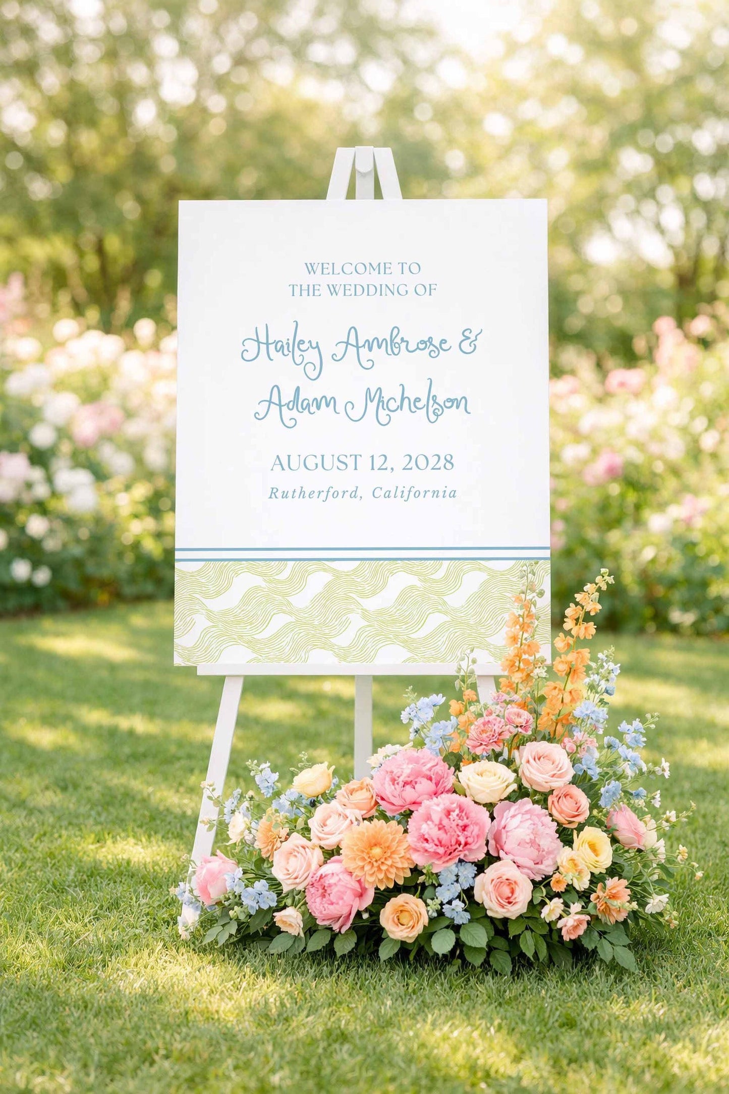 Fun Wavy Wedding Welcome Sign Template