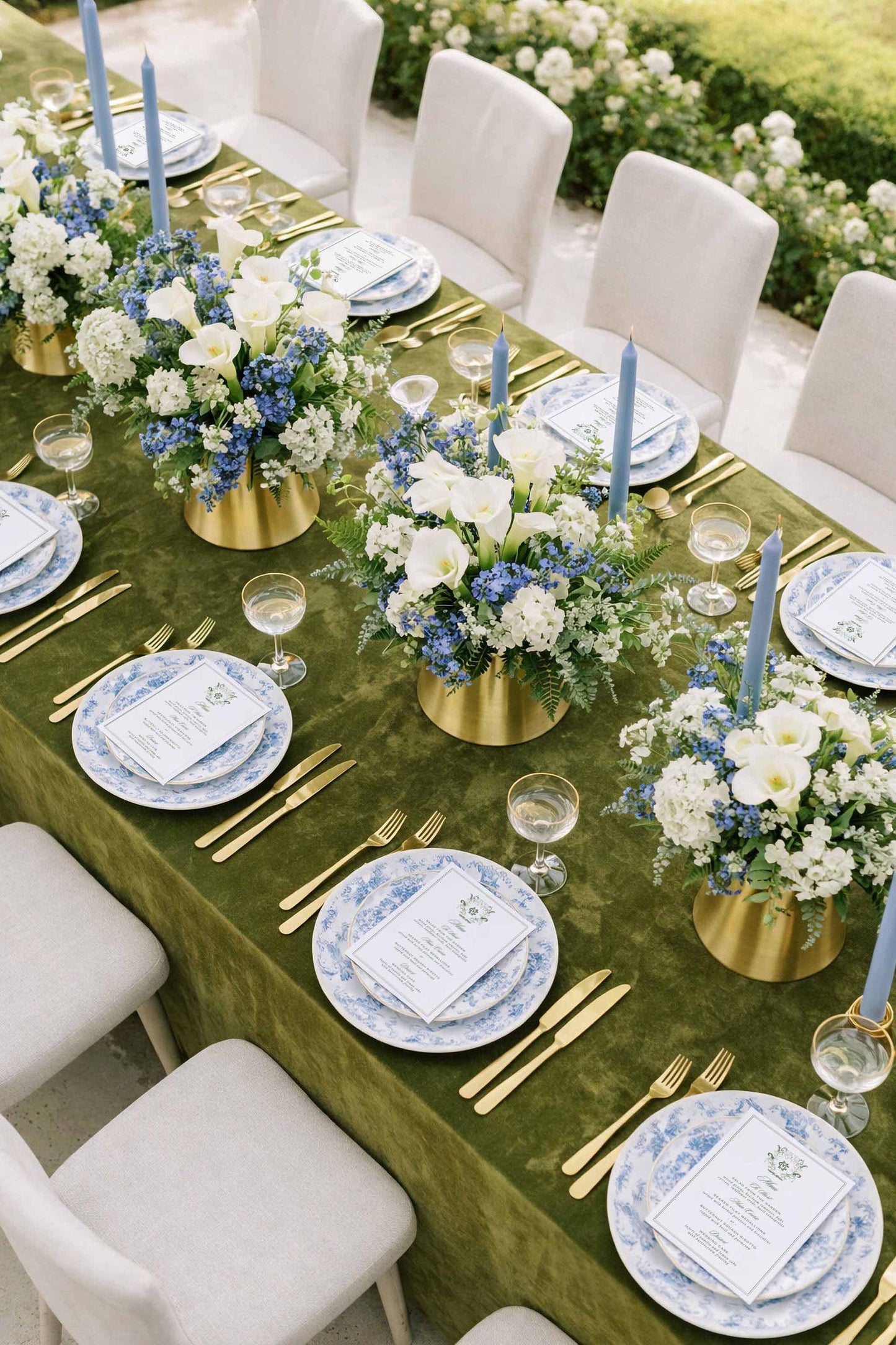 Blue, White & Green Wedding Menu Template