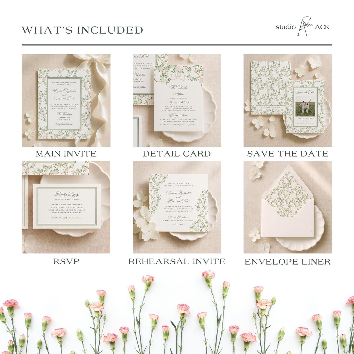 Neutral Chinoiserie Wedding Template Bundle