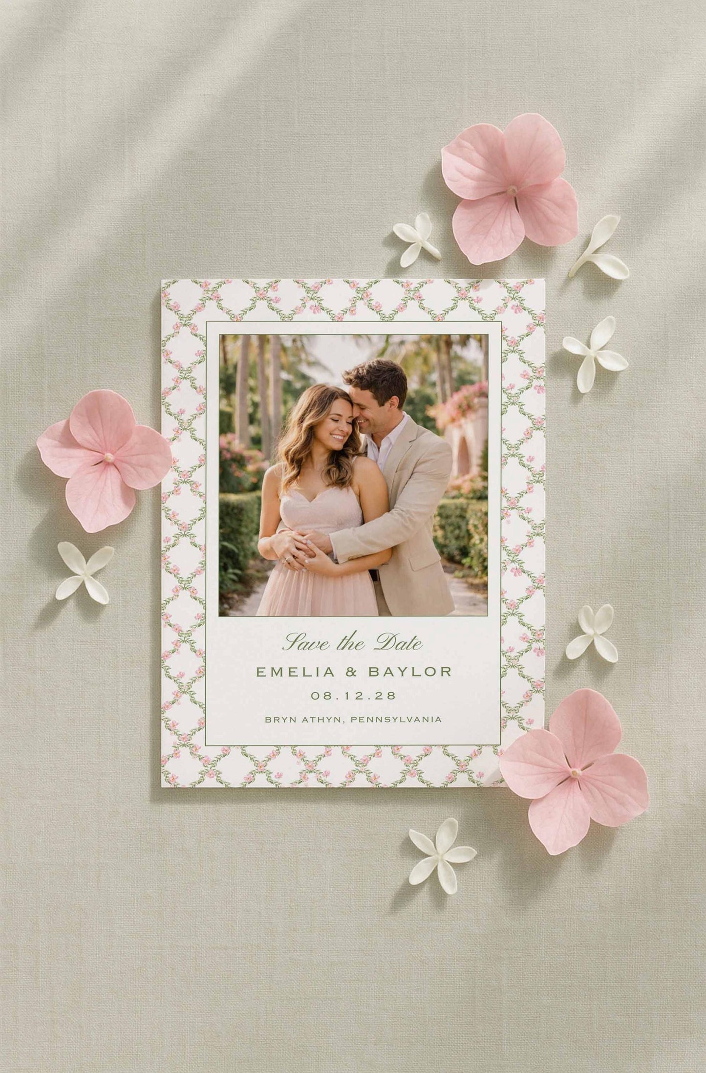 Watercolor Trellis Save the Date Template