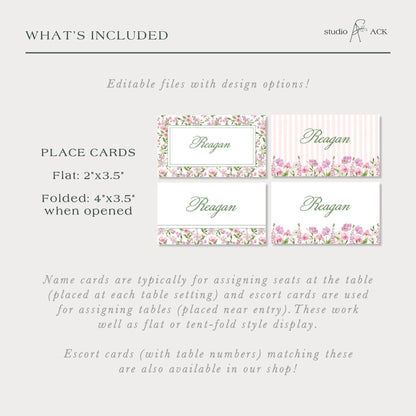 Purple Floral Wedding Place Card Template