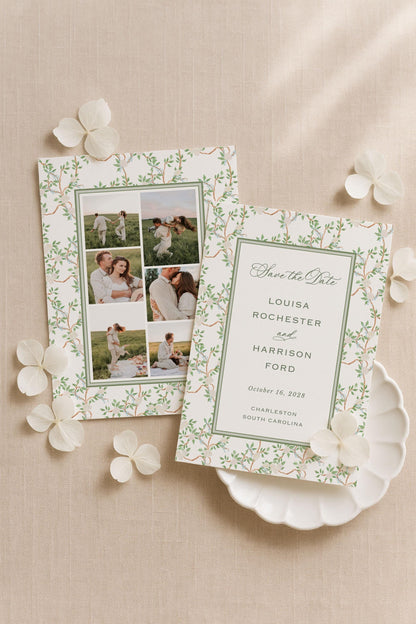 Neutral Chinoiserie Save the Date Template