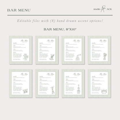 Green Striped Wedding Template Bundle