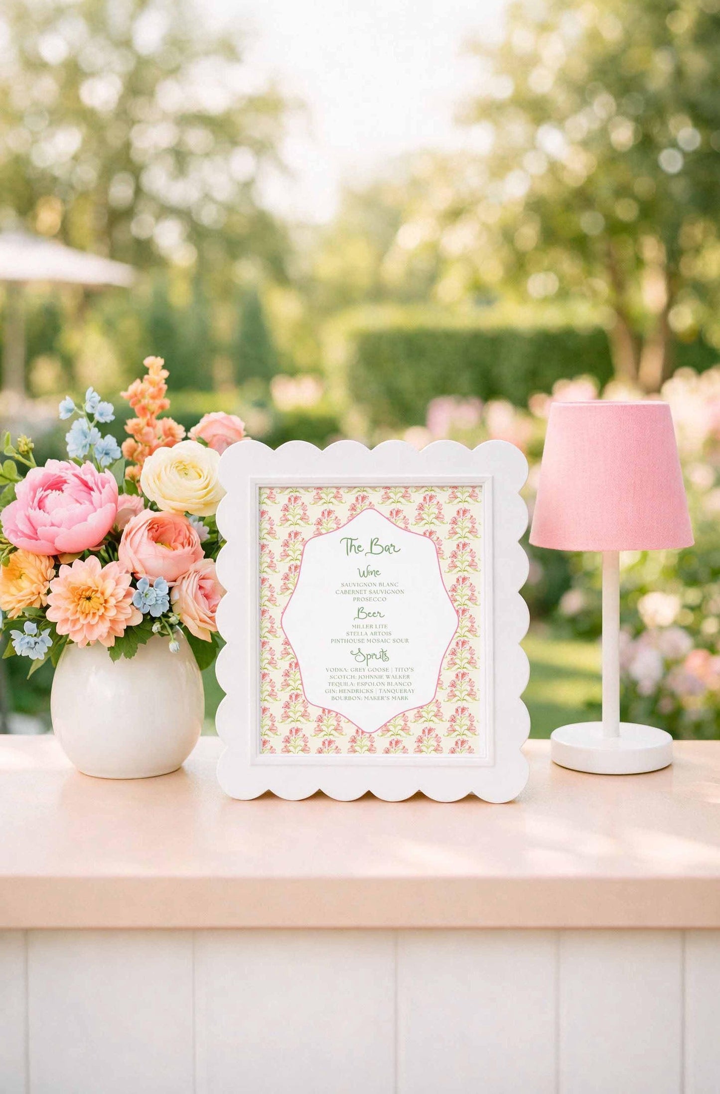 Whimsical Garden Wedding Bar Menu Template