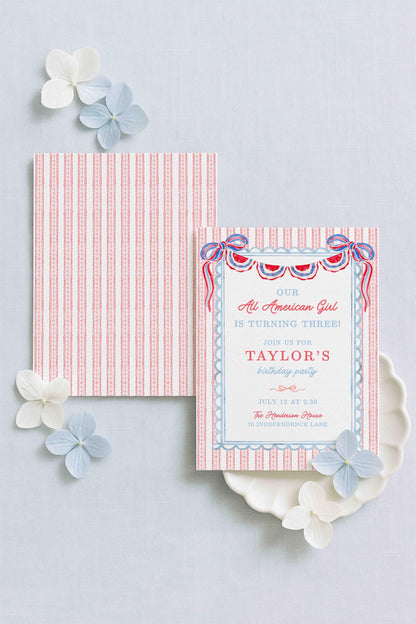 All American Girl Birthday Invitation Template