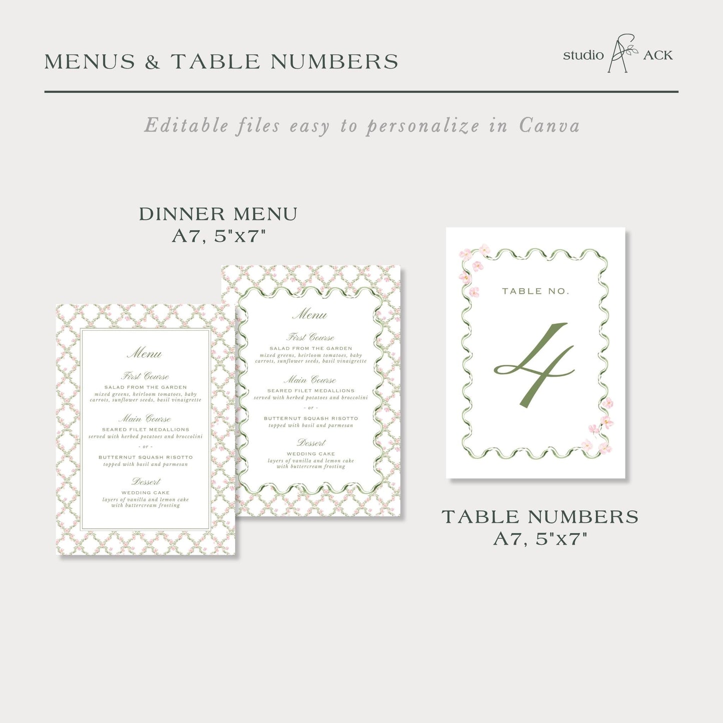 a menu and table number set, with a focus on the table numbers and the menu.