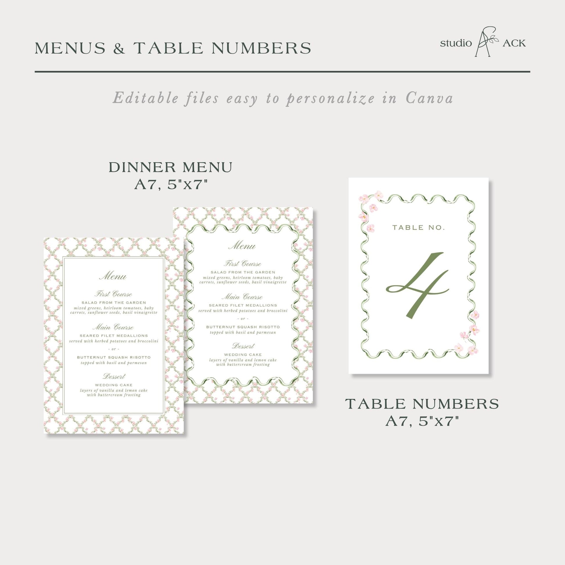 a menu and table number set, with a focus on the table numbers and the menu.