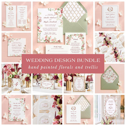 Dusty Pink Floral Wedding Template Bundle