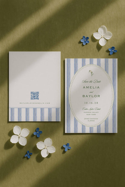 Blue, White & Green Save the Date Template