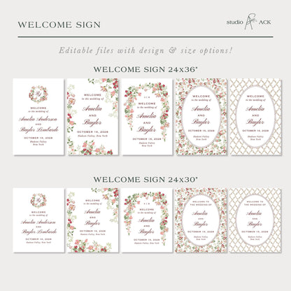 Dusty Pink Floral Wedding Template Bundle