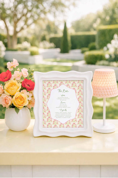 Whimsical Garden Wedding Bar Menu Template