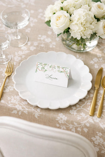 Neutral Chinoiserie Wedding Place Card Template