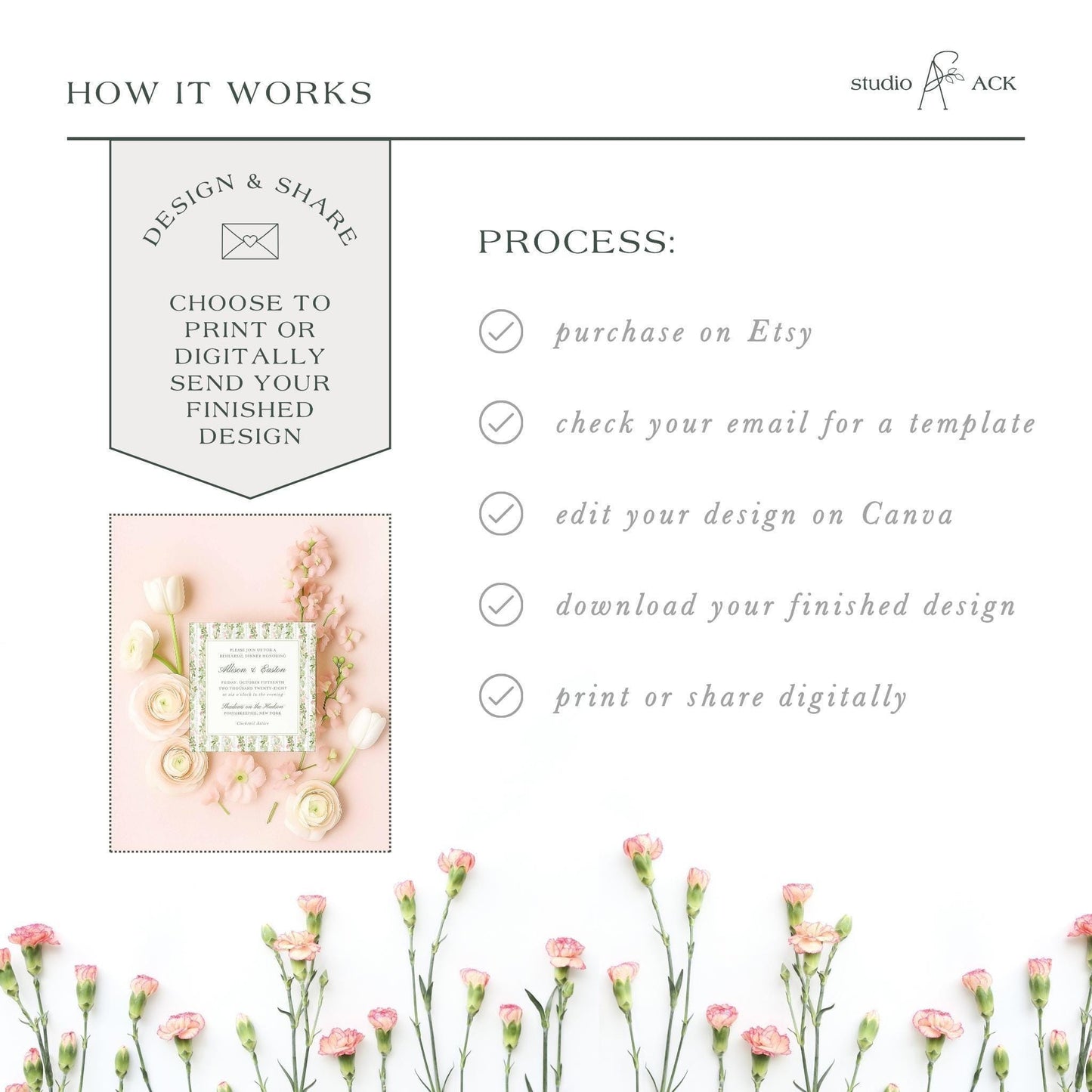 Hand-Painted Floral Rehearsal Dinner Invitation