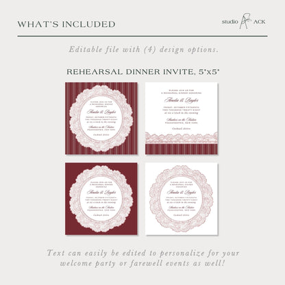 Vintage Lace Rehearsal Dinner Invitation