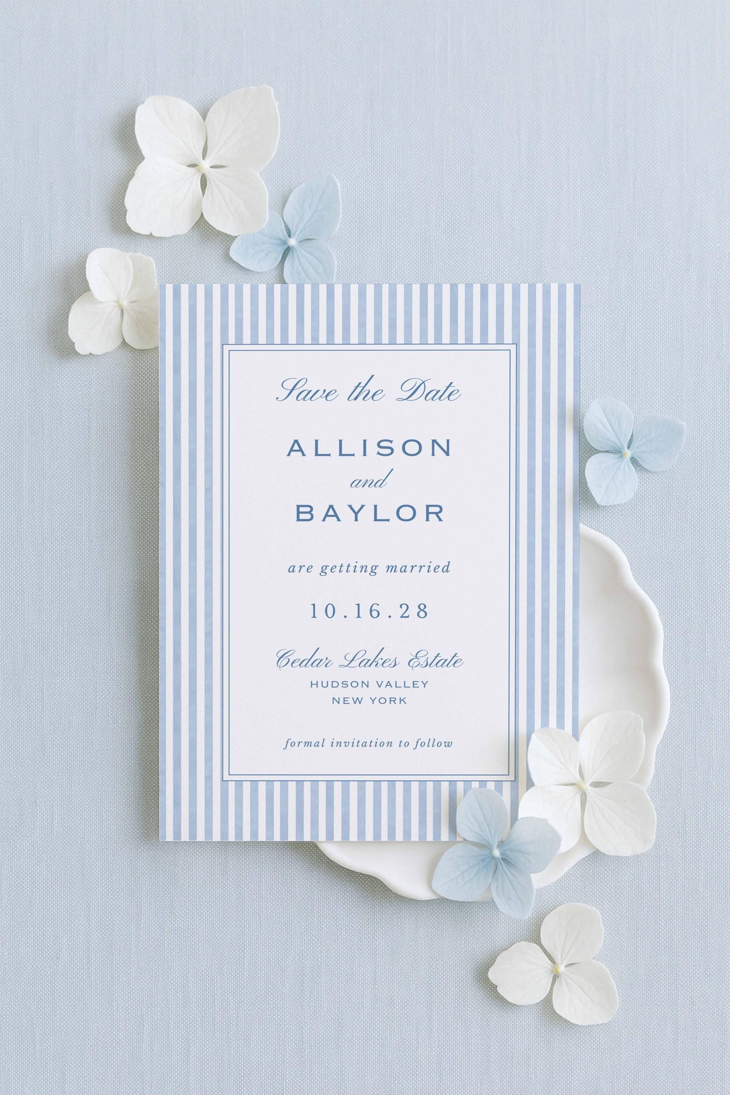 Blue Striped Save the Date Template