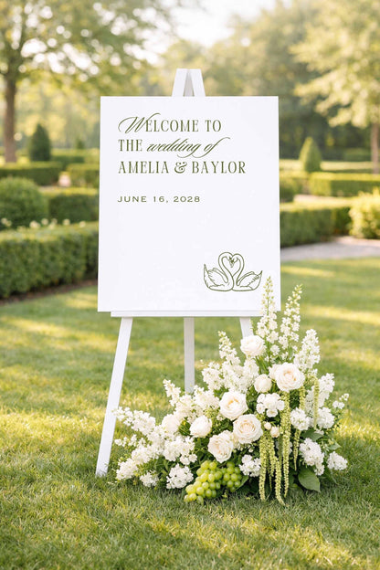 Old Money Striped Wedding Welcome Sign Template