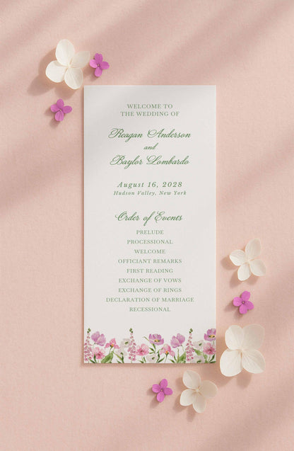 Purple Floral Wedding Program Template
